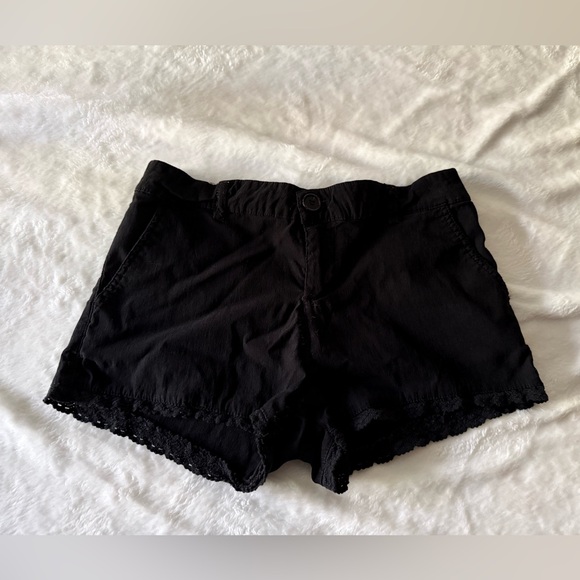 Ambiance Apparel Pants - Ambiance Apparel Black Stretch Shorts Lace Trim S